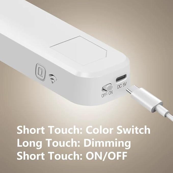 Magnetic Light Bar, 16.5in Rechargeable LED Desk Light Bar with Remote Control, 3000K, 4500K, 6000K Color Temperature Battery Powered Under Cabinet Lighting for Desk, Home Office, Under Shelf