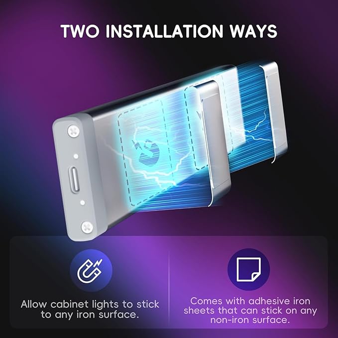 Under Cabinet Lights with Charging Station, 24LED Dimmable Rechargeable Motion Sensor Light Indoor with 15 Color Temperatures, Magnetic RGB Stick-Anywhere Closet Light for Stair Kitchen (3 Pack)