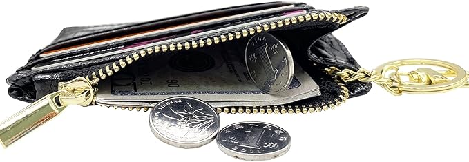 woogwin Slim RFID Credit Card Holder for Women Mini Front Pocket Wallet Purse With Keychain
