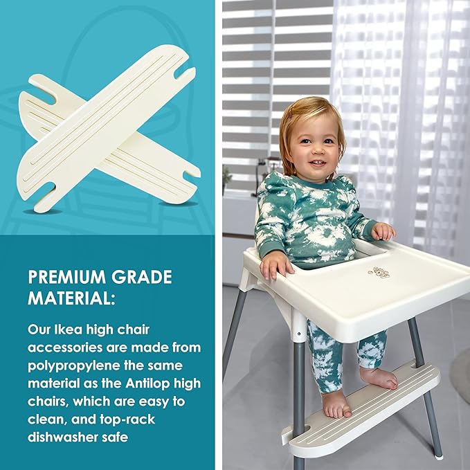 White IKEA High Chair Foot Rest, Compatible with Antilop Chairs | Adjustable, Reversible & Non-Slip Footrest for IKEA Chair - Made with Durable Polypropylene - Antilop Accessories