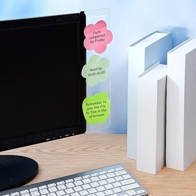 Zonon 8 Pieces Monitor Memo Board, Memo Boards for Computers Transparent Acrylic Monitor Side Panel Office Desk Accessories Desktop Computer Sticky Note Holder for Office Home Work Desk