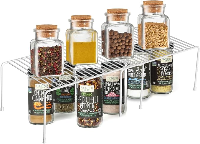 Orgneas Expandable Cabinet Shelf Organizer, Rustproof Metal Shelf Riser Kitchen Counter Storage Organizer Rack for Fridge, Cabinet, Pantry and Bathroom with Scratch Resistant Feet, 2 Sets