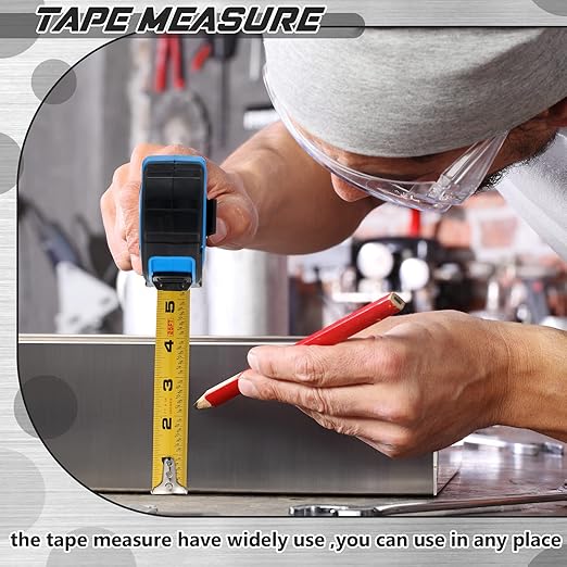 Youyole 10 Pack Tape Measure with Fractions 1/8 Steel Measuring Tape Retractable Easy Read Measurement Ruler Steel Power Blade (25 ft X 1 in,Blue)