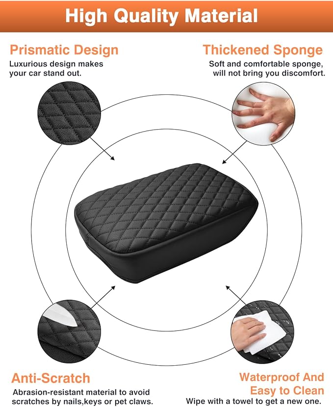 Shademax Center Console Cover for Chevy Colorado/GMC Canyon 2023-2025 2026 Accessories Armrest Cover for Colorado/Canyon Truck Arm Rest Cushion Pad PU Leather Middle Console Cover Seat Box Protector