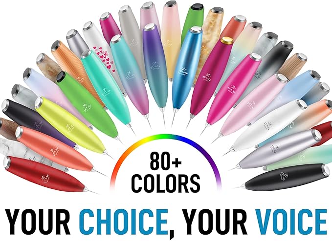 Zulay Powerful Milk Frother Handheld Foam Maker for Lattes - Whisk Drink Mixer for Coffee, Mini Foamer for Cappuccino, Frappe, Matcha, Hot Chocolate by Milk Boss (Metallic Blue)