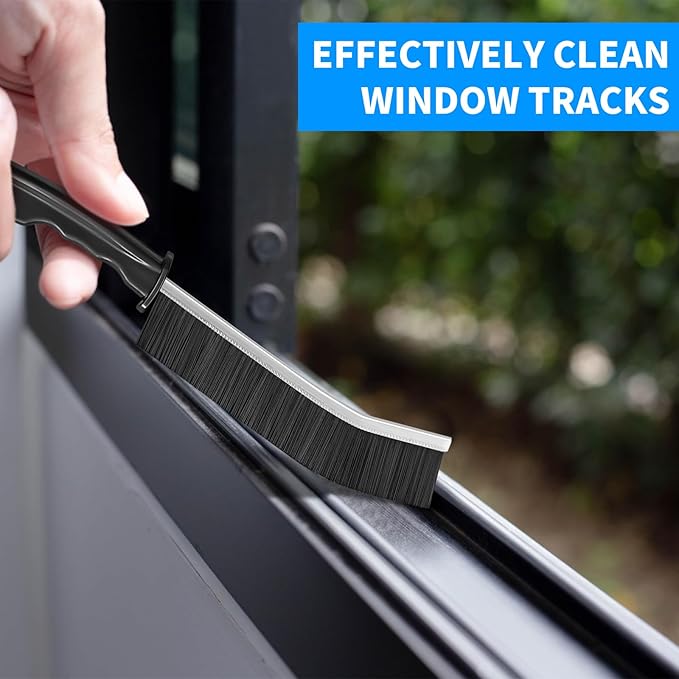 4TH Multi-Purpose Hard Bristle Crevice Cleaning Brush -Deep Cleaning Essential Tool for Household Use -Versatile, Durable, Thin Brush to Clean Narrow Spaces -6 Pcs, Black