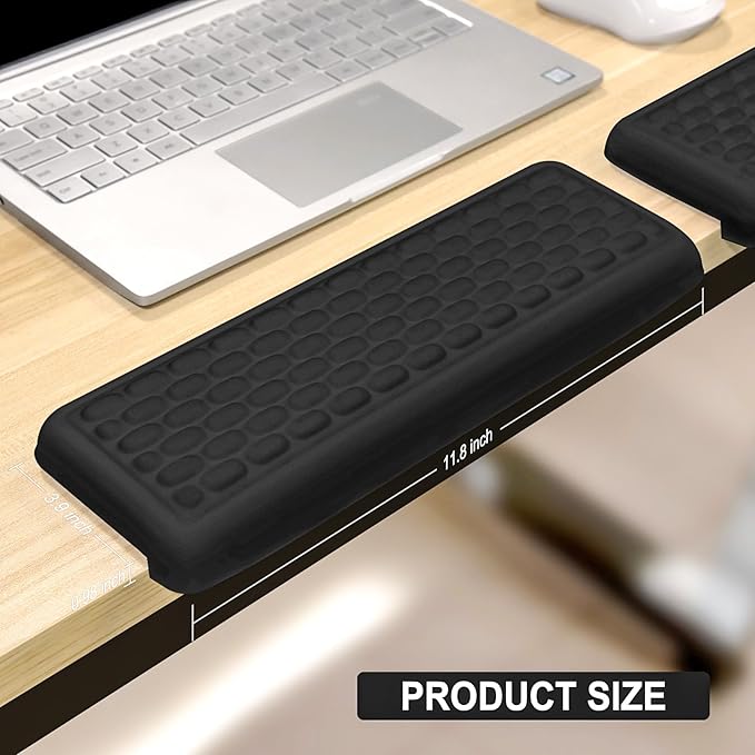 Rnivvi L-Shaped Desk Elbow Pad, 2-Pack Ergonomic Memory Foam Wrist Rest for Computer Keyboard, Office, Typing, Non-Slip Desk Edge Cushion Universal Fit, Forearm Rest Pad for Pain Relief Support, Black