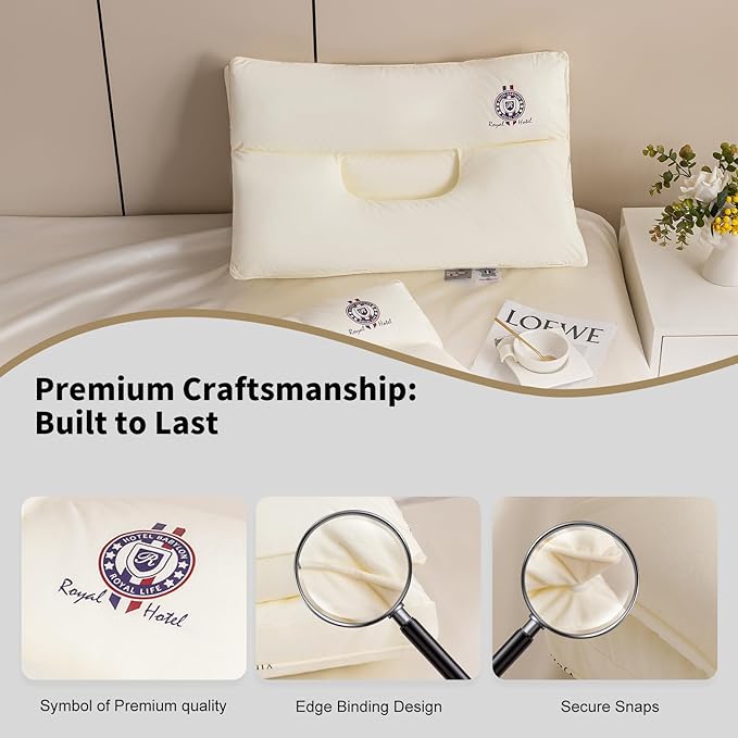 YOUPI Cervical Neck Pillow for sleeping, Ergonomic Design Bed Pillow for Side/Back/Stomach Sleeper, Dual-Height Support Pillow for Neck Pain Relief, Hypoallergenic & Odor-Free with Baby Safe Materials