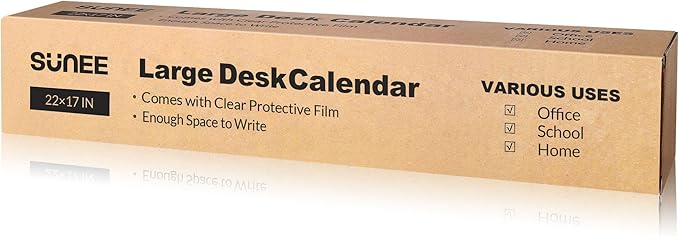 SUNEE 2025-2026 Desk Calendar Large 22x17 until December 2026, Extra Large Desk Blotter Teacher Desk Calendar Pad 18 Months For Desktop, Black