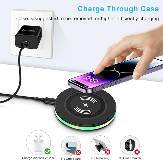 Wireless Charger Samsung Fast Charging Pad Wireless Phone Charger for Android Samsung Galaxy S26 S25 Ultra S25 S24 S23 S22 S21,Wireless Charging Station Cargador Inalámbrico para for iPhone 17 16