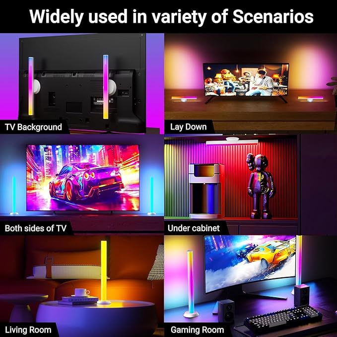 TJOY Smart Light Bars, RGB Table Desk Light Bar, TV Backlight with Music Sync, Game Lights with Scene Modes, 60 Lumens, Atmosphere Lighting for PC, Gaming, LED Light Bar for Room(White)