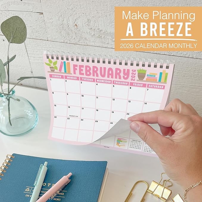 Small Desk Calendar 2026-2027 - Standing Flip Desk Calendars 2026, 18 Months Stand Up Calendars from Jan 2026 to June 2027, Colorful Desktop Calendar Planner for Home, School, Office