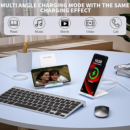 Wireless Charging Phone Stand,15W Fast Wireless Charger Station with 20W Adapter USBC Charger for Apple iPhone 17 Pro Max/17 Pro/Air/16/15/14/13,Samsung Galaxy S25 Ultra/S24/S23/S22/Z Flip Fold/Note20