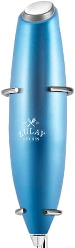 Zulay Powerful Milk Frother Handheld Foam Maker for Lattes - Whisk Drink Mixer for Coffee, Mini Foamer for Cappuccino, Frappe, Matcha, Hot Chocolate by Milk Boss (Metallic Blue)
