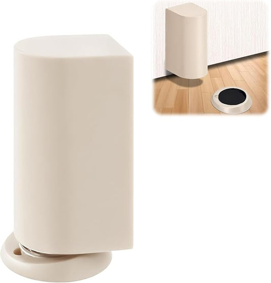 Windproof Magnetic Door Stoppers, Punch-Free Mechanical Floor Door Stop, Adjustable Height for Door Gaps, Heavy Duty Door Holder to Keep Door Open, No-Drill/Screws, Beige Matte