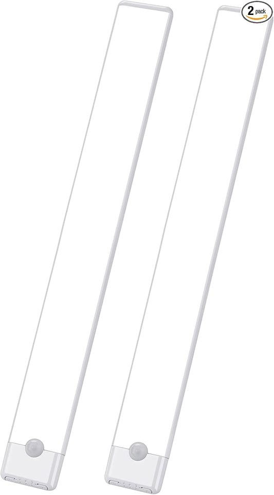 15.9 inch Motion Sensor Under Cabinet Lights, Magnetic Rechargeable Under Counter Closet Light, Wireless Night Light Bar Stick-On, Cool White, 2-Pack