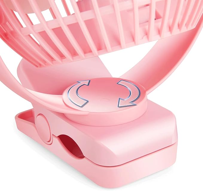 Viniper 6 inch Rechargeable Clip on Fan, 5000mah Battery Desk Fan : 360° Rotation & 3 Speeds Strong Wind Portable Fan, 8-30 Working Hours, Quiet and Powerful (Pink)