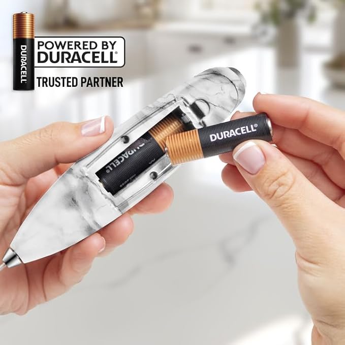 Zulay Kitchen Powerful Milk Frother Wand With 4 AA Duracell Batteries - Ultra Fast Handheld Drink Mixer - Electric Whisk Foam Maker for Coffee, Lattes, Cappuccino, Matcha & Creamer