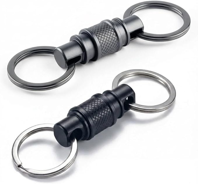 Stainless Steel Quick Release Keychain (2 Pack) - Swivel Key Organizer Key Chain - Heavy Duty Detachable Key Ring Quick Release System