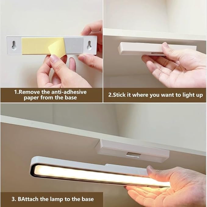 Magnetic Light Bar, 16.5in Rechargeable LED Desk Light Bar with Remote Control, 3000K, 4500K, 6000K Color Temperature Battery Powered Under Cabinet Lighting for Desk, Home Office, Under Shelf