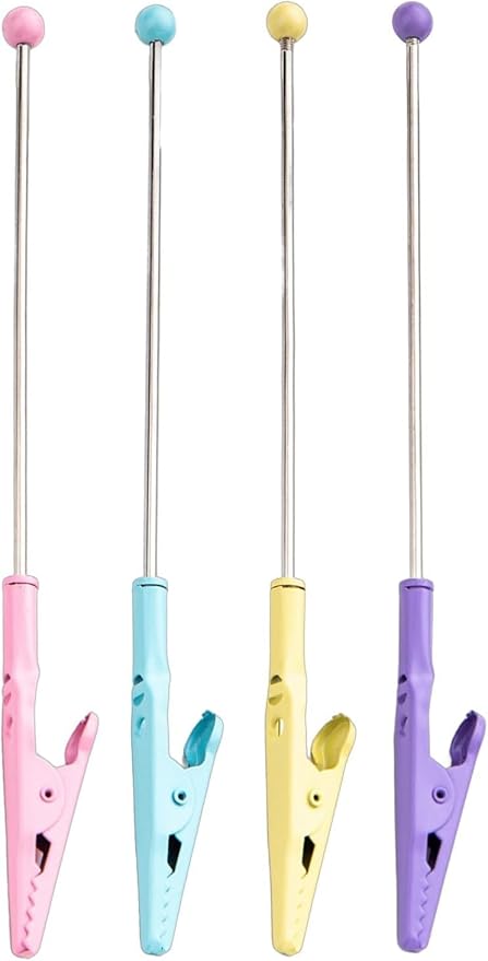 4Pcs Multicolour Stochastic Metal Wire Alligator Clip Metal Note Clip Long-Tailed Alligator Clamp Photo Holder Alligator Clips for Crafts,Craft Clips 14.1 * 1.2cm Memo Holders Desk Accessories