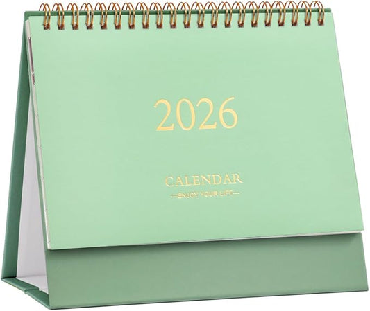 Small Desk Calendar 2026-2027, Monthly Desktop Calendar from Now to Jun 2027- Monthly Theme Design, Standing Flip Desk Calendar for Home Office School(green)