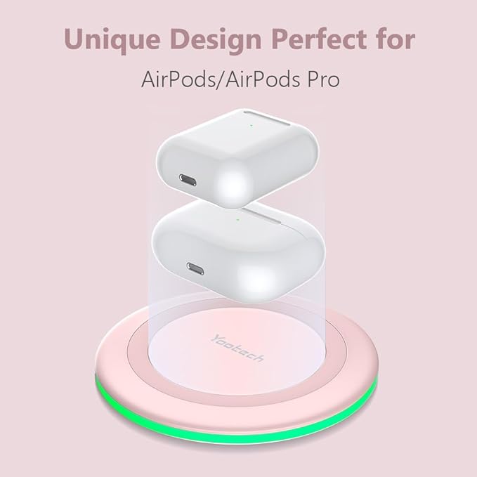 Yootech Wireless Charger,10W Max Wireless Charging Pad Compatible with iPhone 17/17 Pro/17 Pro Max/Air/16/15/14/13/SE 2022/12/11,Samsung Galaxy S25/S24/S23,for AirPods Pro 3(No AC Adapter)