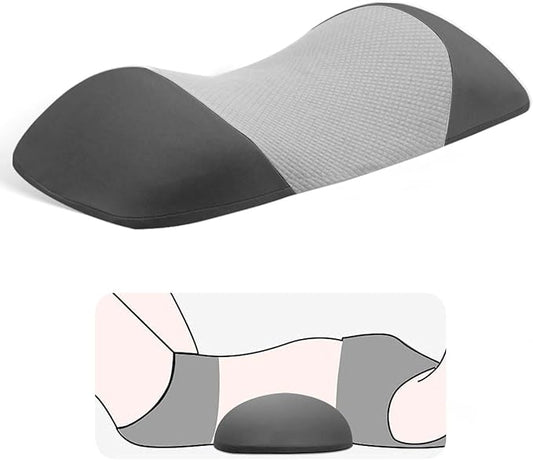 Lumbar Support Pillow for Sleeping,Premium Memory Foam Lower Back Pain Relief Bed Rest Support Pillows for Car Bed,Couch,Waist Support Care Cushion,Sleep Lumbar Pillow (Black Grey)