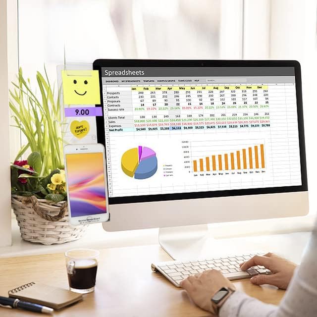 Office Desk Accessories Computer Monitor Memo Board Multifunction Message Board Computer Sticky Note Holder Office Supplies Phone Holder Left and Right 2pcs Suitable for Office Home Work Desk