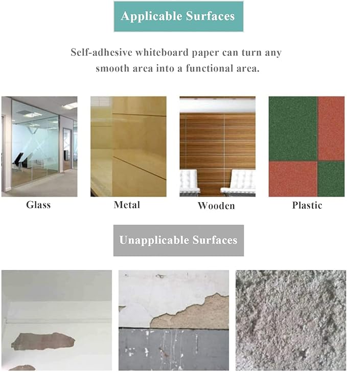 Small Self-Adhesive Whiteboard Sticker: 12" x 18" Magnet Receptive Dry Erase Wall Decal | No Ghosting Memo Board for Kitchen Cabinet, Locker & Desk | Peel & Stick to Do List