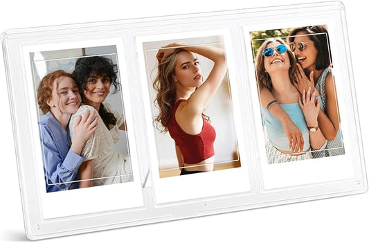 Fintie 3-Grids Small Photo Frame for Fujifilm Instax Mini 12/11/99/7+/EVO/Mini Link 3/2/1 Printer, Acrylic Photo Holder for 2x3 Inch Instant Films, Clear
