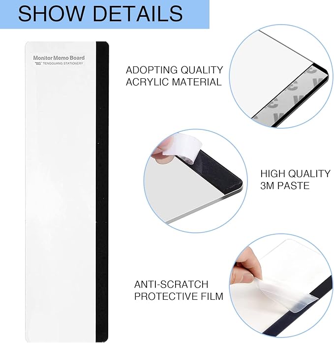 Monitor Memo Board - Multifunction Computer Transparent Side Panel Creative Desktop Easy to Use Suitable for Home Office Left and Right (2pcs)