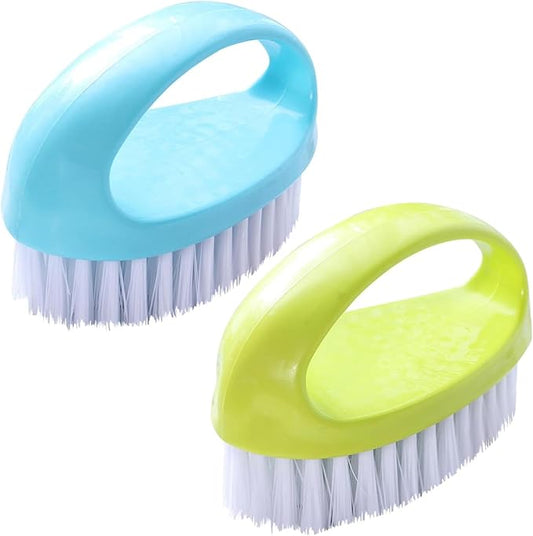 2 Pack Scrubbing Brushes for Cleaning, Heavy Duty Scrub Brush Nylon Stiff Bristles,Scrubber Cleaner Brush for Bathroom,Showe,Sink,Kitchen,Bathtub,Floor,Multi-Purpose Cleaning Brush (Green+Blue)