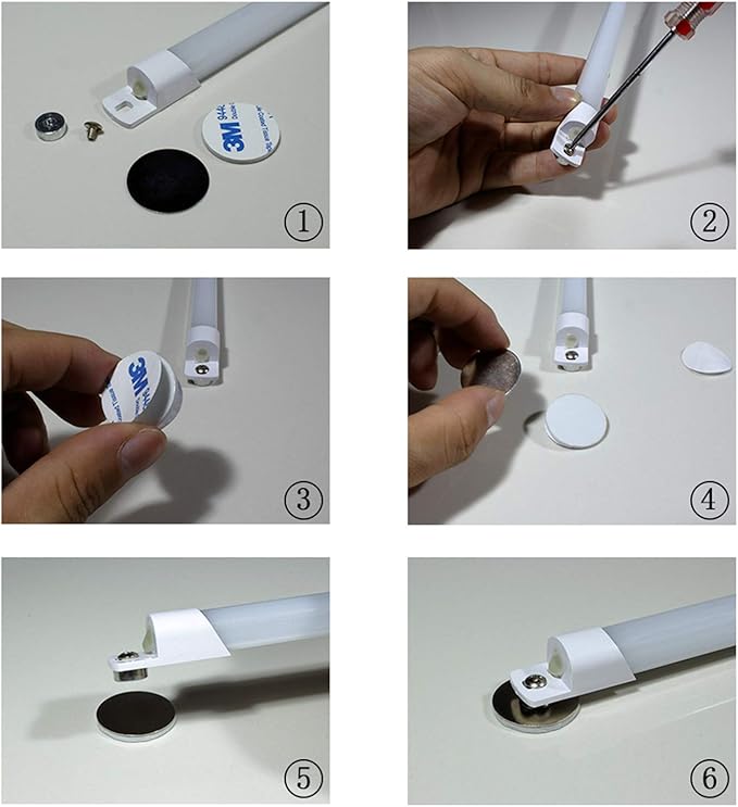 110V LED Under Cabinet Lighting,17inch LED Strip Light Bar with 6ft Power Cord,Magnetic Installation,Super Slim Counter Light,Reading Desk Lamp for Kitchen/Work Table.(White 6000K)