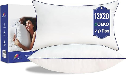 12x20 Pillow Insert Set of 2 – Soft Lumbar Pillow Inserts, Rectangular Cushion Inserts, Hypoallergenic Virgin Microfiber Filling, Machine Washable