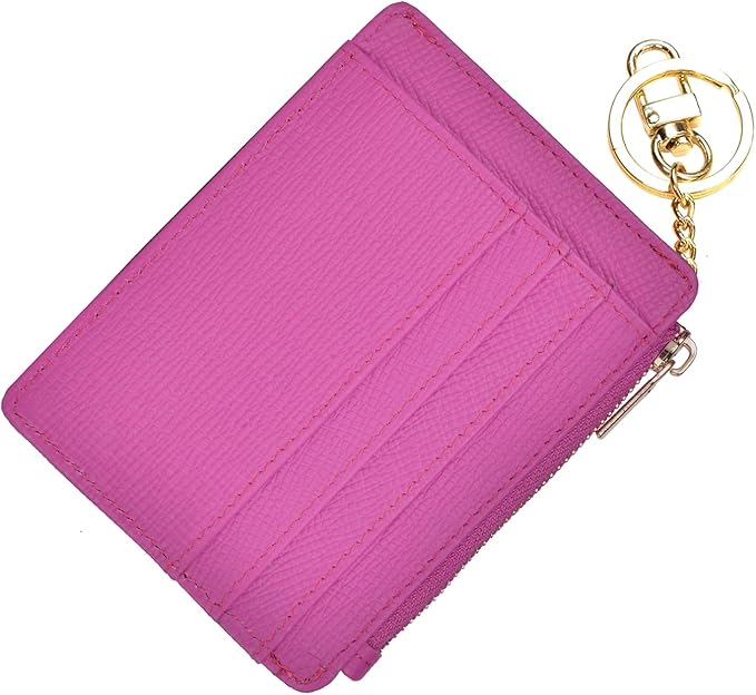 woogwin Slim RFID Credit Card Holder for Women Mini Front Pocket Wallet Purse With Keychain