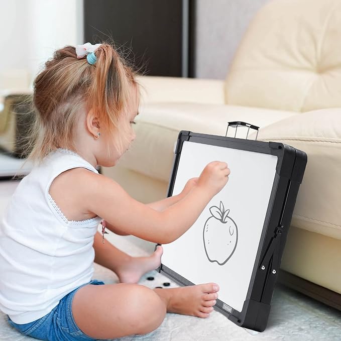 Small Dry Erase White Board – TANKEE Magnetic Desktop Foldable Whiteboard Portable Mini Easel Double Sided on Table Top with Holder for Drawing, Teacher Instruction, Memo Board