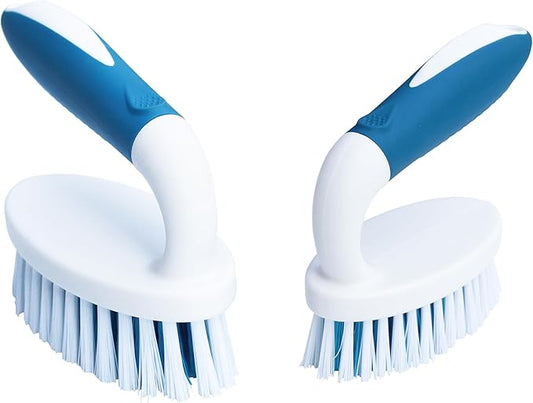 PHYEX Scrub Brush, 2 Size Household Cleaning Brushes with Stiff Bristles, Scrubbing Brush for Carpet, Shower, Bathtub, Kitchen, Pool Tile, Bathroom Scrubber