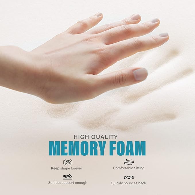 WAOAW Seat Cushion, Office Chair Cushions Butt Pillow for Long Sitting, Memory Foam Chair Pad for Back, Coccyx, Tailbone Pain Relief (Grey)