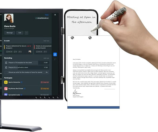 Removable Laptop and Monitor Memo Board,Dry Erase Whiteboard with Brackets, 4 Magnets and Marker,Document Holder for Typing, Paper Holder Stand, and Monitor Sticky Note Holder,Office Desk Accessories