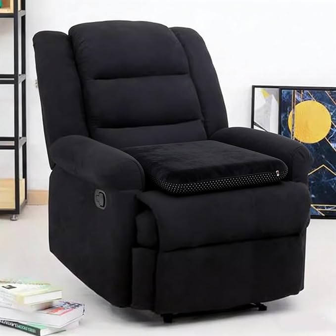 Sigmat Recliner Cushion for Elderly with Memory Foam 20x20x3 Inches Large Square Seat Cushion for Recliner Chair, Floor Pillow, Truck Seat Cushion Black-Grey