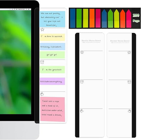 Office Desk Accessories 2pcs Computer Message Board Monitor Memo Board Office Supplies for Women Men Computer Sticky Note Holder with Functional Areas for Office Home Work Desk