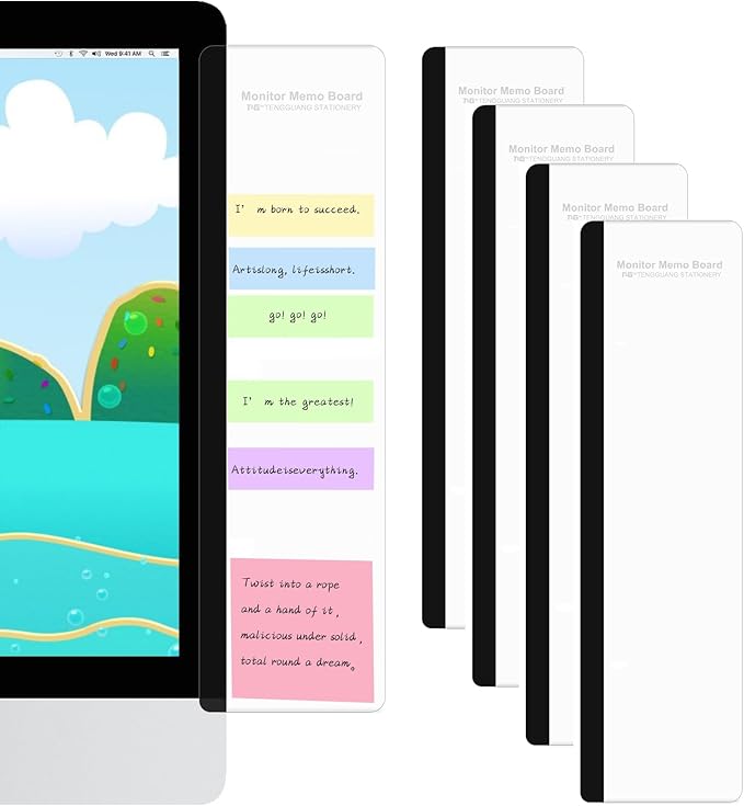 Office Desk Accessories 4pcs Multifunction Computer Monitor Memo Board - Transparent Computer Side Panel Memo Creative Monitor Side Panel Suitable for Office Home Desktop