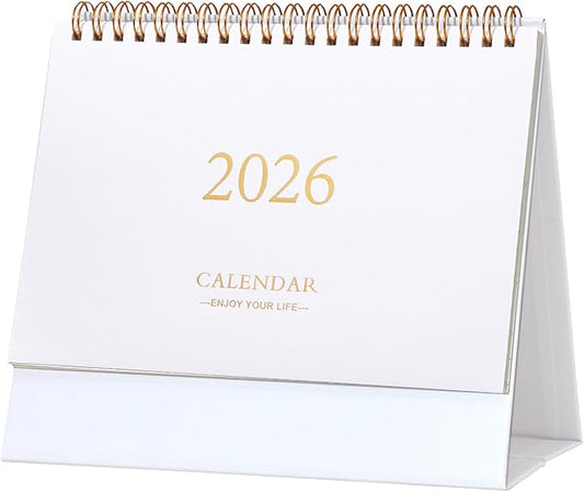 Small Desk Calendar 2026-2027, Monthly Desktop Calendar from Now to Jun 2027- Monthly Theme Design, Standing Flip Desk Calendar for Home Office School (white)
