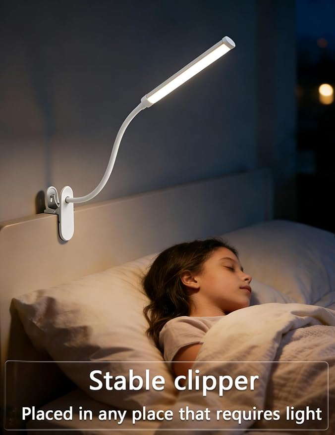 Set of 2 LED Desk Lamp with Clamp for Office Home, Clip on Desk Light Bar with 360 Adjustable Neck, Monitor Light Bar for Drawing Desk, Work from Home Reading Light for Night Stands