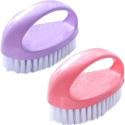 2 Pack Scrubbing Brushes for Cleaning, Heavy Duty Scrub Brush Nylon Stiff Bristles,Scrubber Cleaner Brush for Bathroom,Showe,Sink,Kitchen,Bathtub,Floor,Multi-Purpose Cleaning Brush (Pink + Purple)