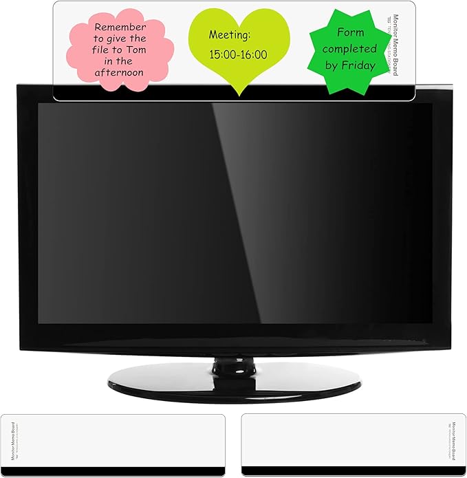 Zonon 2 Pieces Monitor Memo Board, Memo Boards for Computers Transparent Acrylic Monitor Side Panel Office Desk Accessories Desktop Computer Sticky Note Holder for Office Home Work Desk