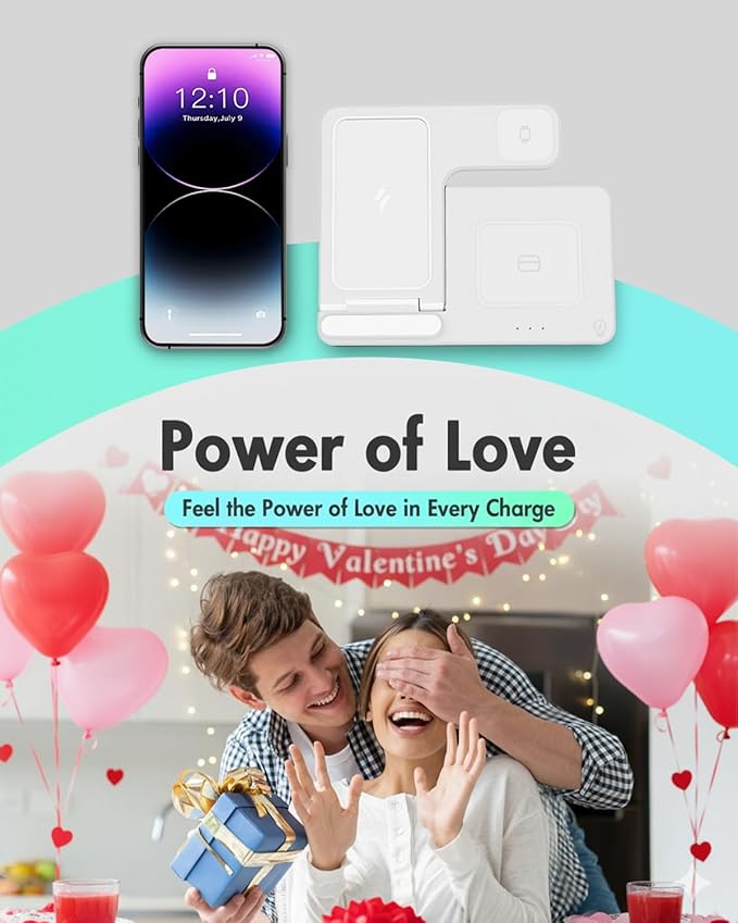 Wireless Charger Stand Charging Station: 3 in 1 Charger Stand Multiple Devices for Apple - iPhone 17 16e 16 15 14 Pro Max 13 12 - Watch 11 10 9 8 7 6 5 4 3 2 SE and Ultra Series-Airpods 4 3 Pro, White