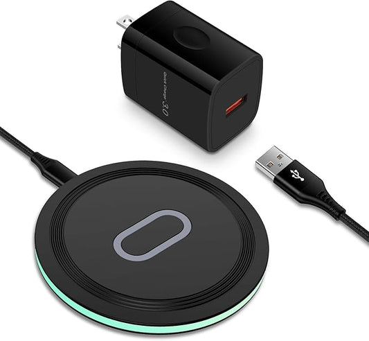Wireless Charger Fast Charging Pad for Samsung Galaxy S26 Ultra S25 S24 FE S23 FE Ultra S22 S21 Z Fold7 6, 15W Wireless Charging Station with QC3.0 Adapter for iPhone 17 16 15 Pro,Google Pixel 9 pro 8