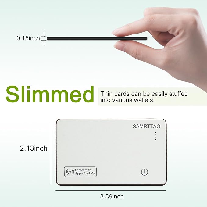 SMART LB Wallet Tracker Card Like Apple Air Tag Work with Apple Findmy(iOS only), Thin Wallet Finder with Wireless Charger(Not Include Charger), air Tags Card Tracker (White, Card)